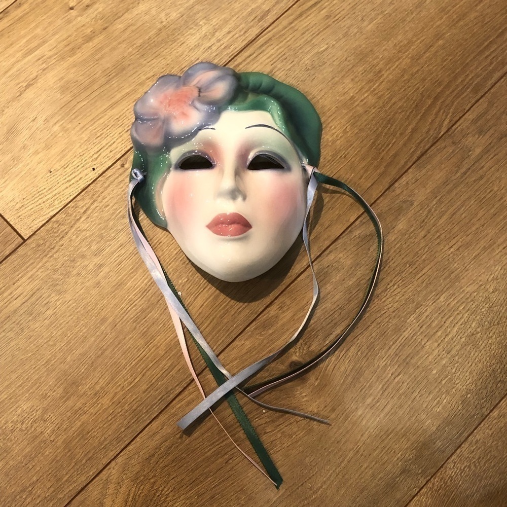 Vintage 1980s Clay Art USA Face Mask Wall Art Hanging